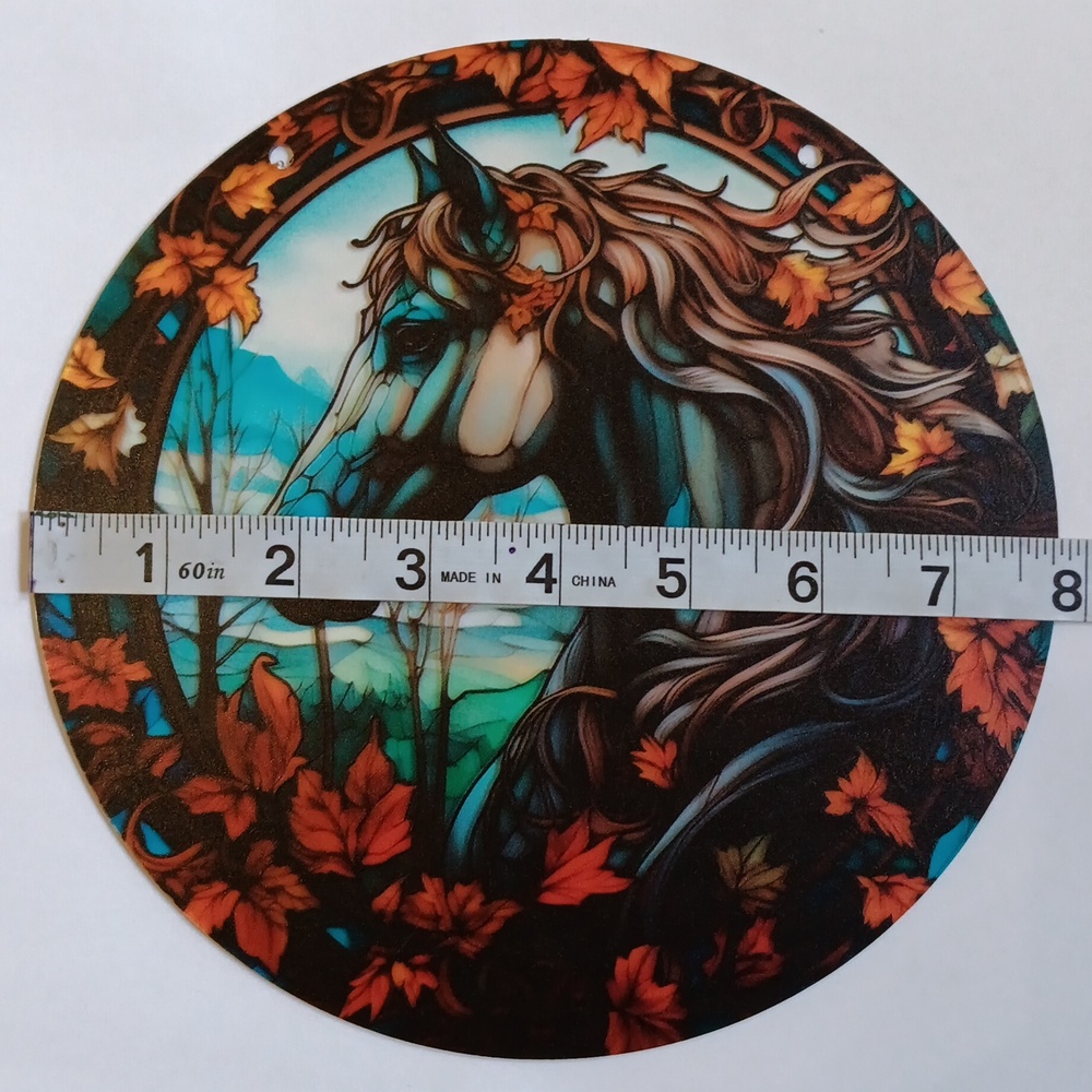 Whimsical Horse Art Suncatcher with Autumn Leaves, Fantasy Whimsy Summer Decor - Picture 4 of 5